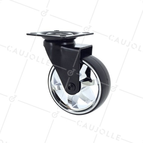 RUEDA DE DISEÑO LLANTA CROMADA CON UN DIÁMETRO DE 75 MM CARGA 45 KG BLACKCHROM75P • Caujolle