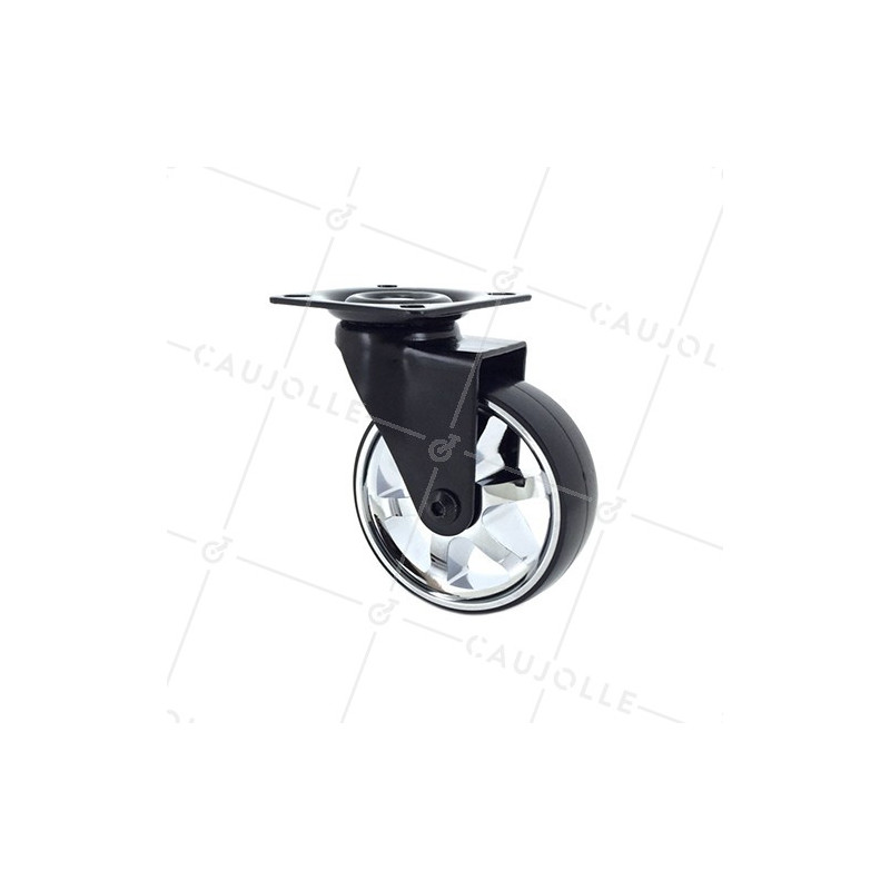 RUEDA DE DISEÑO LLANTA CROMADA CON UN DIÁMETRO DE 75 MM CARGA 45 KG BLACKCHROM75P