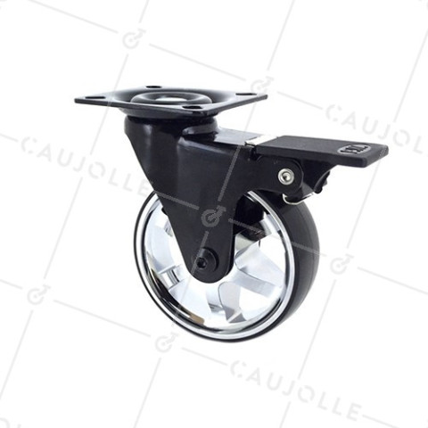 RUEDA DE DISEÑO LLANTA CROMADA CON UN DIÁMETRO DE 75 MM CARGA 45 KG BLACKCHROM75PAF • Caujolle