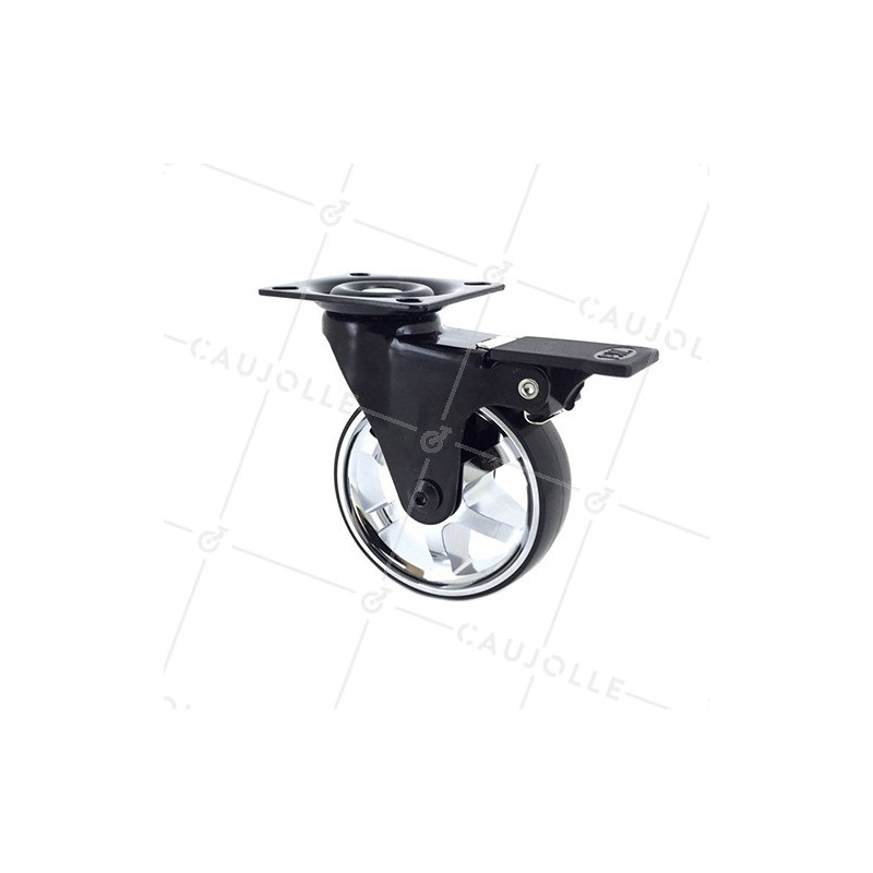 RUEDA DE DISEÑO LLANTA CROMADA CON UN DIÁMETRO DE 75 MM CARGA 45 KG BLACKCHROM75PAF