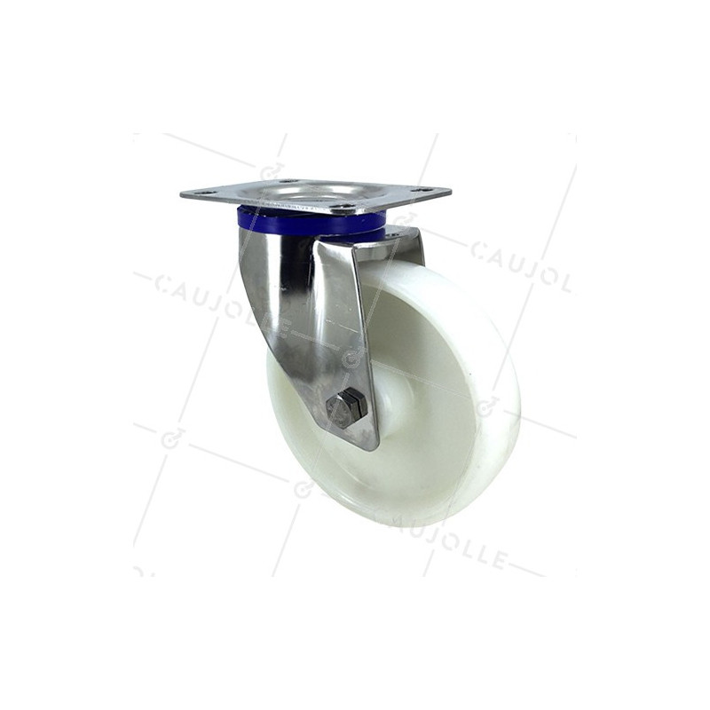 RUEDA DE ACERO INOXIDABLE Y NAILON, GIRATORIA, DIÁMETRO 150 MM, CAPACIDAD DE CARGA 300 KG