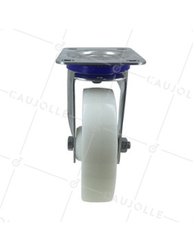 RUEDA DE ACERO INOXIDABLE Y NAILON, GIRATORIA, DIÁMETRO 150 MM, CAPACIDAD DE CARGA 300 KG