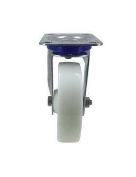 RUEDA DE ACERO INOXIDABLE Y NAILON, GIRATORIA, DIÁMETRO 150 MM, CAPACIDAD DE CARGA 300 KG