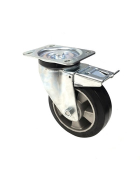 RUEDA GIRATORIA DE CAUCHO FLEXIBLE CON FRENO Y UN DIÁMETRO DE 160 MM CARGA 300 KG - S76AS 160AF