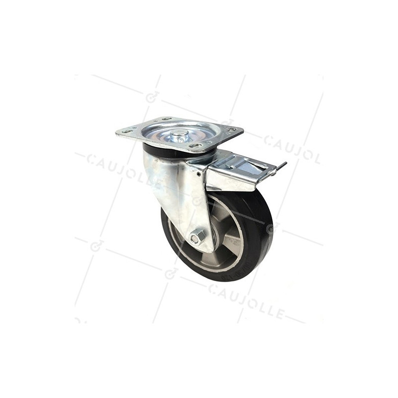 RUEDA GIRATORIA DE CAUCHO FLEXIBLE CON FRENO Y UN DIÁMETRO DE 160 MM CARGA 300 KG - S76AS 160AF