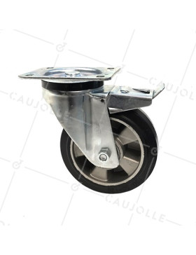 RUEDA GIRATORIA DE CAUCHO FLEXIBLE CON FRENO Y UN DIÁMETRO DE 160 MM CARGA 300 KG - S76AS 160AF