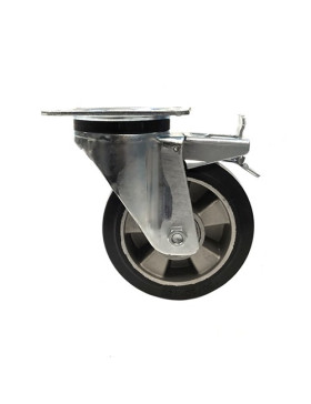 RUEDA GIRATORIA DE CAUCHO FLEXIBLE CON FRENO Y UN DIÁMETRO DE 160 MM CARGA 300 KG - S76AS 160AF