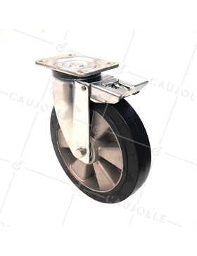 RUEDA GIRATORIA DE CAUCHO FLEXIBLE CON FRENO Y UN DIÁMETRO DE 250 MM CARGA 500 KG - S76AS 250AF • Caujolle