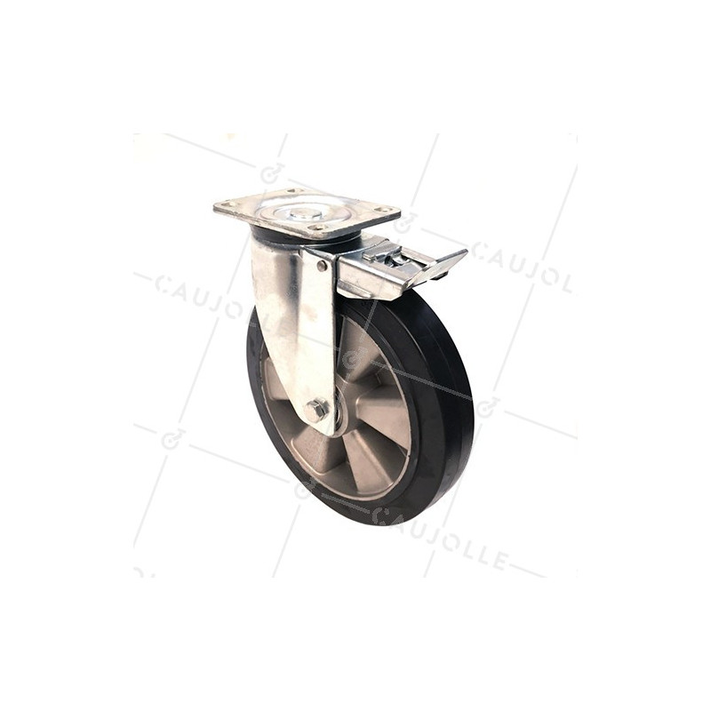 RUEDA GIRATORIA DE CAUCHO FLEXIBLE CON FRENO Y UN DIÁMETRO DE 250 MM CARGA 500 KG - S76AS 250AF