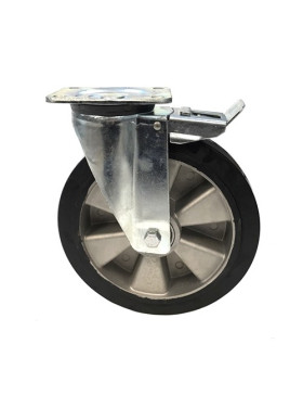 RUEDA GIRATORIA DE CAUCHO FLEXIBLE CON FRENO Y UN DIÁMETRO DE 250 MM CARGA 500 KG - S76AS 250AF