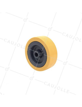 RUEDA DE MANTENIMIENTO DE PVC AMARILLO, DIÁMETRO DE 65 MM, CARGA DE 40 KG, EJE DE 8 MM - S2300E • Caujolle