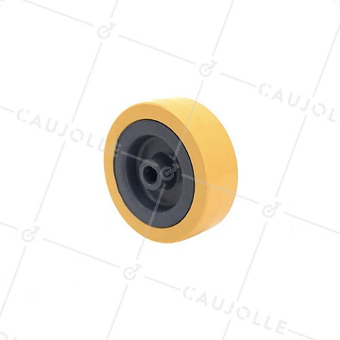 RUEDA DE MANTENIMIENTO DE PVC AMARILLO, DIÁMETRO DE 65 MM, CARGA DE 40 KG, EJE DE 8 MM - S2300E • Caujolle
