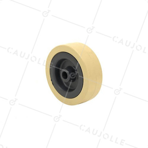 RUEDA DE MANIPULACIÓN DE PVC MARFIL, DIÁMETRO DE 65 MM, CARGA DE 40 KG, EJE DE 8 MM - S2300E • Caujolle