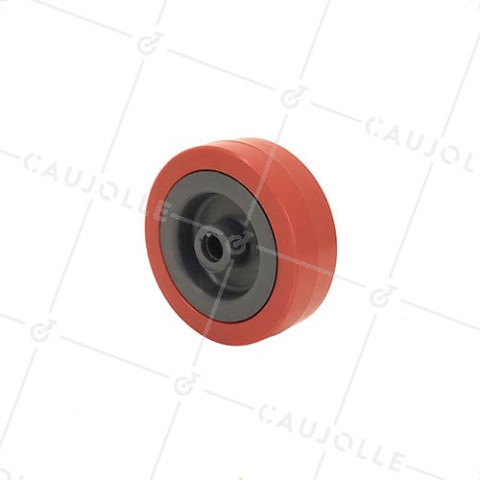 RUEDA DE MANIPULACIÓN DE PVC ROJA, DIÁMETRO DE 65 MM, CARGA DE 40 KG, EJE DE 8 MM - S2300E • Caujolle