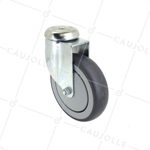 RUEDA DE CARRO CON RODAMIENTO DE BOLAS 125 MM DE DIÁMETRO CARGA 80 KG CON FIJACIÓN DE 10 MM • Caujolle