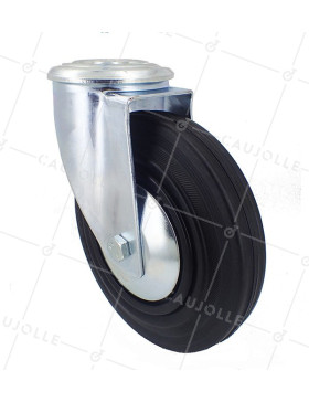 RUEDA CON AGUJERO PASANTE PARA MESA DE CRISTAL CON UN DIÁMETRO DE 200 MM CARGA 200 KG - S74OC 200 • Caujolle