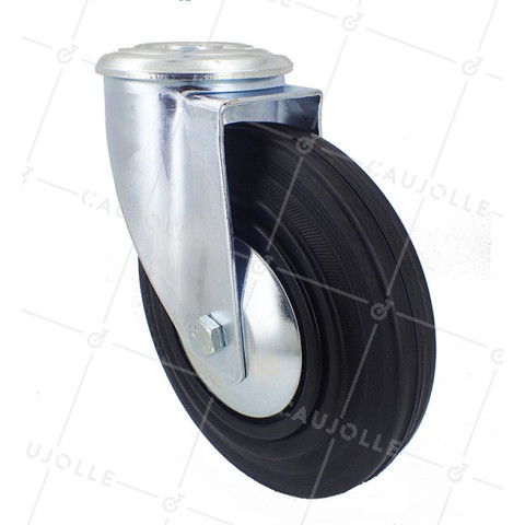 RUEDA CON AGUJERO PASANTE PARA MESA DE CRISTAL CON UN DIÁMETRO DE 200 MM CARGA 200 KG - S74OC 200 • Caujolle