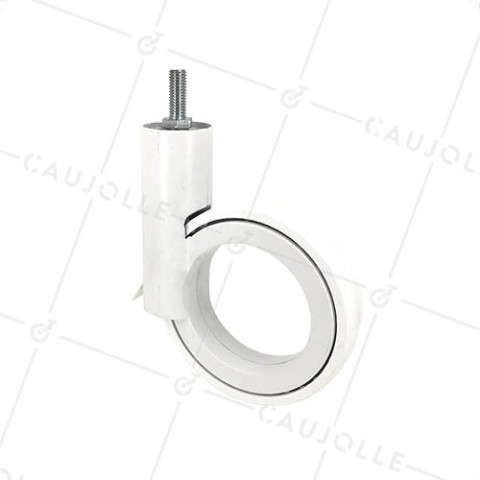 RUEDA FUTURISTA BLANCA CON VARILLA ROSCADA DE 10 MM CON UN DIÁMETRO DE 110 MM CARGA 45 KG - GRAVITY 110TFB • Caujolle