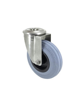 RUEDA CON AGUJERO DE ACERO INOXIDABLE 125 MM DE DIÁMETRO CARGA 110 KG - INOX o 125CAF