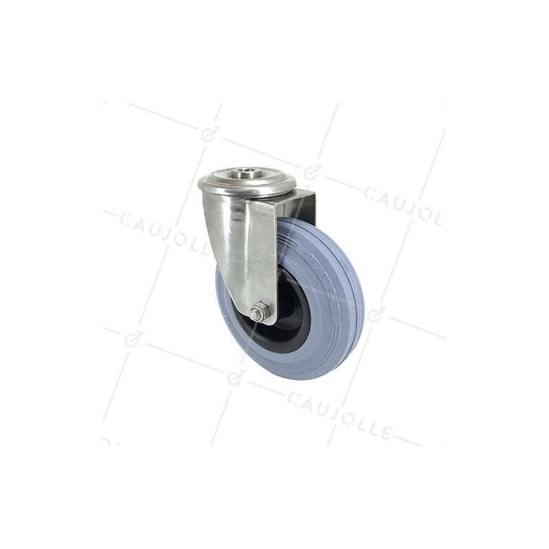 RUEDA CON AGUJERO DE ACERO INOXIDABLE 125 MM DE DIÁMETRO CARGA 110 KG - INOX o 125CAF