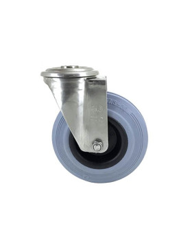RUEDA CON AGUJERO DE ACERO INOXIDABLE 125 MM DE DIÁMETRO CARGA 110 KG - INOX o 125CAF