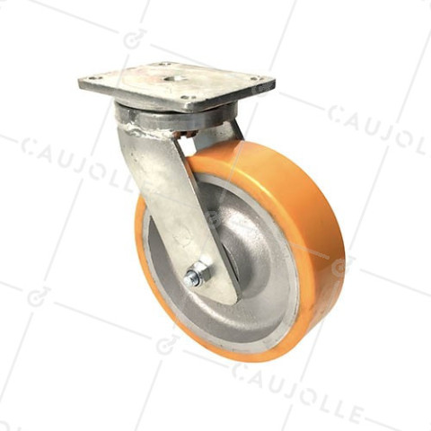 RUEDA GIRATORIA DE HIERRO FUNDIDO Y POLIURETANO DIÁMETRO 250 MM CARGA 1800 - STEC 250PIV • Caujolle