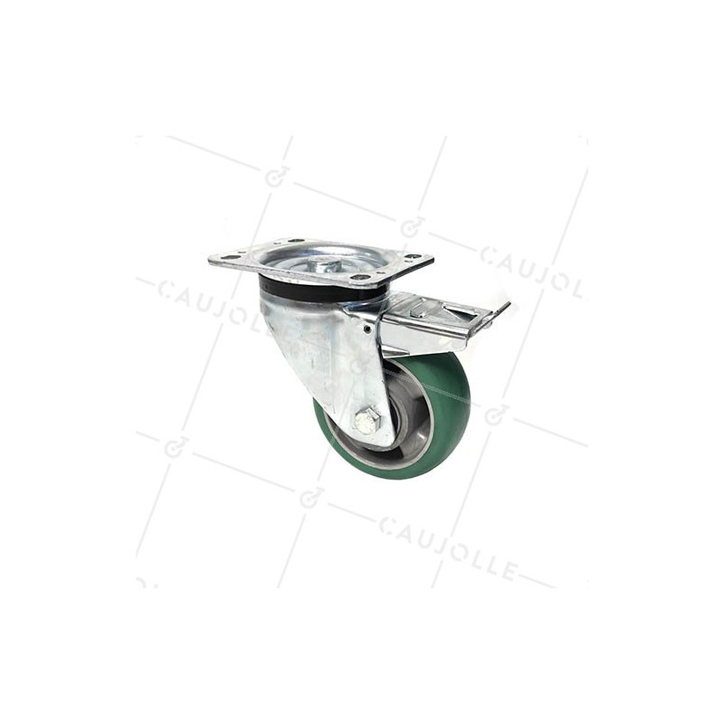 ROULETTE PIVOTANTE A FREIN EN POLYURÉTHANE ÉLASTIQUE DIAMÈTRE 125 MM CHARGE 400KG - S76V125AF