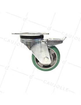 ROULETTE PIVOTANTE A FREIN EN POLYURÉTHANE ÉLASTIQUE DIAMÈTRE 125 MM CHARGE 400KG - S76V125AF