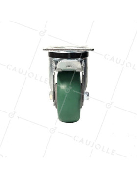 ROULETTE PIVOTANTE A FREIN EN POLYURÉTHANE ÉLASTIQUE DIAMÈTRE 125 MM CHARGE 400KG - S76V125AF