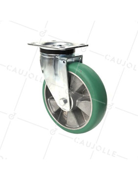 RUEDA GIRATORIA DE POLIURETANO MUY ELÁSTICA PREMIUM DIÁMETRO 200 MM 500 KG - S76V 200 • Caujolle
