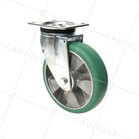 RUEDA GIRATORIA DE POLIURETANO MUY ELÁSTICA PREMIUM DIÁMETRO 200 MM 500 KG - S76V 200 • Caujolle