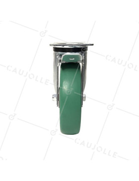 ROULETTE PIVOTANTE A FREIN EN POLYURÉTHANE ÉLASTIQUE DIAMÈTRE 200MM CHARGE 500KG - S76V200PAF