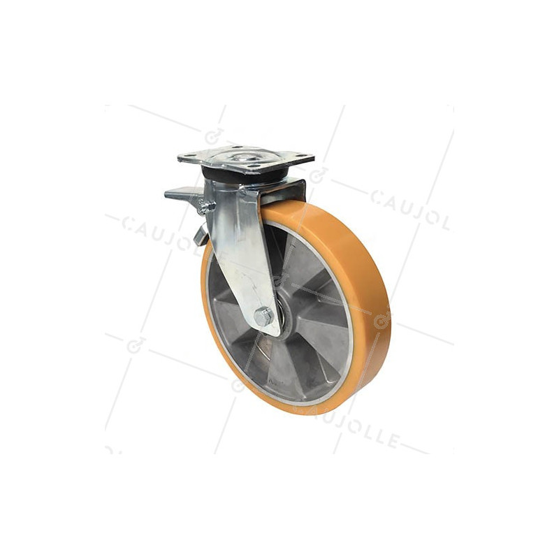 RUEDA CON FRENO DE POLIURETANO REFORZADA Y LLANTA DE ALUMINIO CON UN DIÁMETRO DE 250 MM CARGA 1000 KG - S78AR 250AF