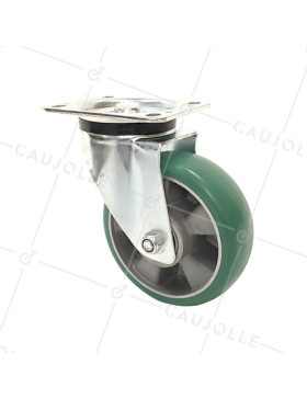 RUEDA GIRATORIA DE POLIURETANO MUY ELÁSTICA PREMIUM DIÁMETRO 160 MM 500 KG - S76V160P • Caujolle