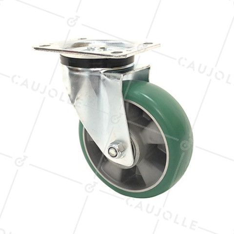 RUEDA GIRATORIA DE POLIURETANO MUY ELÁSTICA PREMIUM DIÁMETRO 160 MM 500 KG - S76V160P • Caujolle