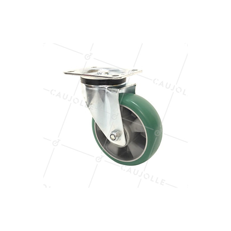 Roulette pivotante en polyuréthane élastique diamètre 160 mm 
