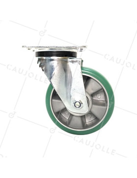 Roulette pivotante en polyuréthane élastique diamètre 160 mm 