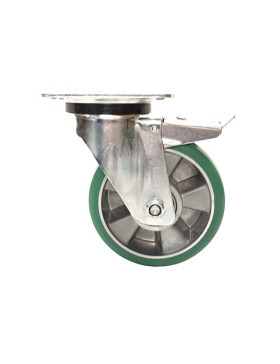 Roulette pivotante à frein en polyuréthane élastique diamètre 160 mm 