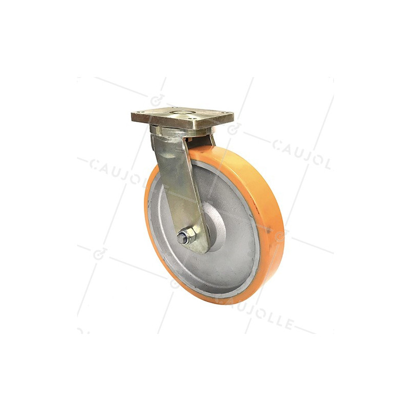 RUEDA INDUSTRIAL GIATORIA DE MANUTENCIÓN DE HIERRO FUNDIDO Y POLIURETANO DIÁMETRO 400 MM CARGA 2500 KG - STEC400PIV