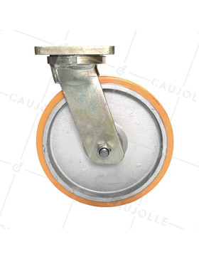 RUEDA INDUSTRIAL GIATORIA DE MANUTENCIÓN DE HIERRO FUNDIDO Y POLIURETANO DIÁMETRO 400 MM CARGA 2500 KG - STEC400PIV
