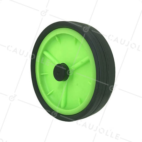 RUEDA PARA TUMBONA VERDE CON DIÁMETRO DE 200 MM, CARGA 25 KG, EJE 14 MM • Caujolle