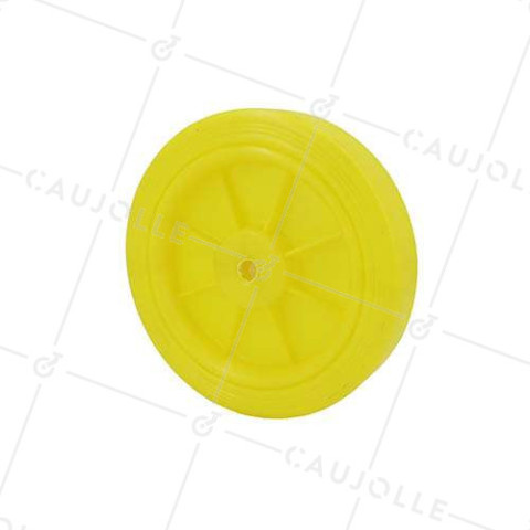 RUEDA AMARILLA DE PLÁSTICO CON DIÁMETRO DE 125 MM, CARGA 30 KG, EJE 8 MM - S2011 • Caujolle