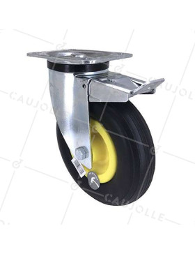 RUEDA IMPINCHABLE GIRATORIA CON FRENO DIÁMETRO DE 200 MM CARGA 50 KG • Caujolle