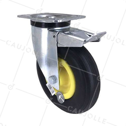 RUEDA IMPINCHABLE GIRATORIA CON FRENO DIÁMETRO DE 200 MM CARGA 50 KG • Caujolle
