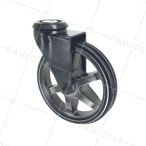RUEDA DE DISEÑO DE ALUMINIO NEGRO PULIDO CON UN DIÁMETRO DE 125 MM CARGA 70 KG - BLACKSTYL 125O • Caujolle