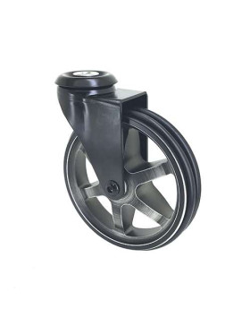 RUEDA DE DISEÑO DE ALUMINIO NEGRO PULIDO CON UN DIÁMETRO DE 125 MM CARGA 70 KG - BLACKSTYL 125O