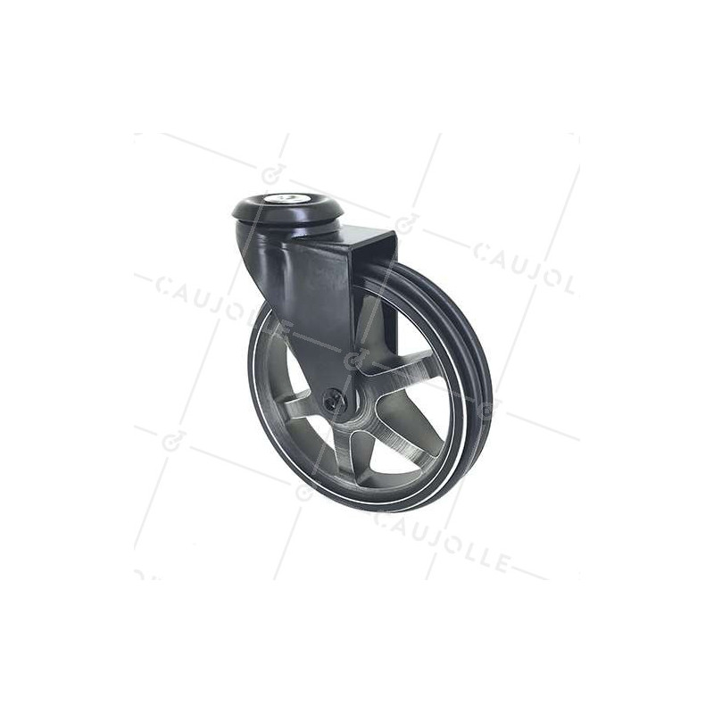 RUEDA DE DISEÑO DE ALUMINIO NEGRO PULIDO CON UN DIÁMETRO DE 125 MM CARGA 70 KG - BLACKSTYL 125O