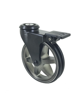 RUEDA DE DISEÑO DE ALUMINIO NEGRO PULIDO CON UN FRENO Y UN DIÁMETRO DE 125 MM CARGA 70 KG - BLACKSTYL 125OAF