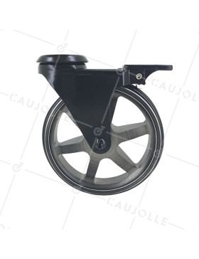 RUEDA DE DISEÑO DE ALUMINIO NEGRO PULIDO CON UN FRENO Y UN DIÁMETRO DE 125 MM CARGA 70 KG - BLACKSTYL 125OAF