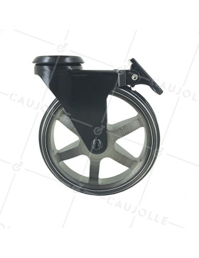RUEDA DE DISEÑO DE ALUMINIO NEGRO PULIDO CON UN FRENO Y UN DIÁMETRO DE 125 MM CARGA 70 KG - BLACKSTYL 125OAF